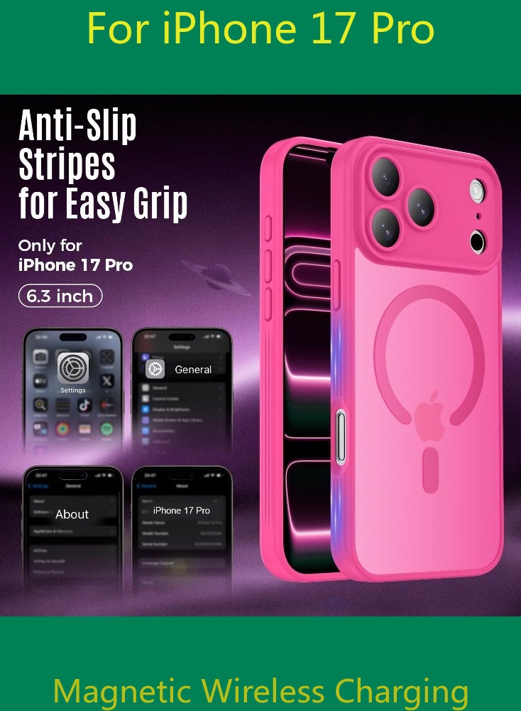 Dili Luxury Pink phone case for iPhone 17 Pro Translucent Matte Magnetic Phone Case for iPhone Shockproof Full Camera Lens Protection Hard Acrylic Matte Back Cover Support Wireless Charging, Phone Accessory, Modern Case, Sleek Design, Smartphone Owners - Image 5