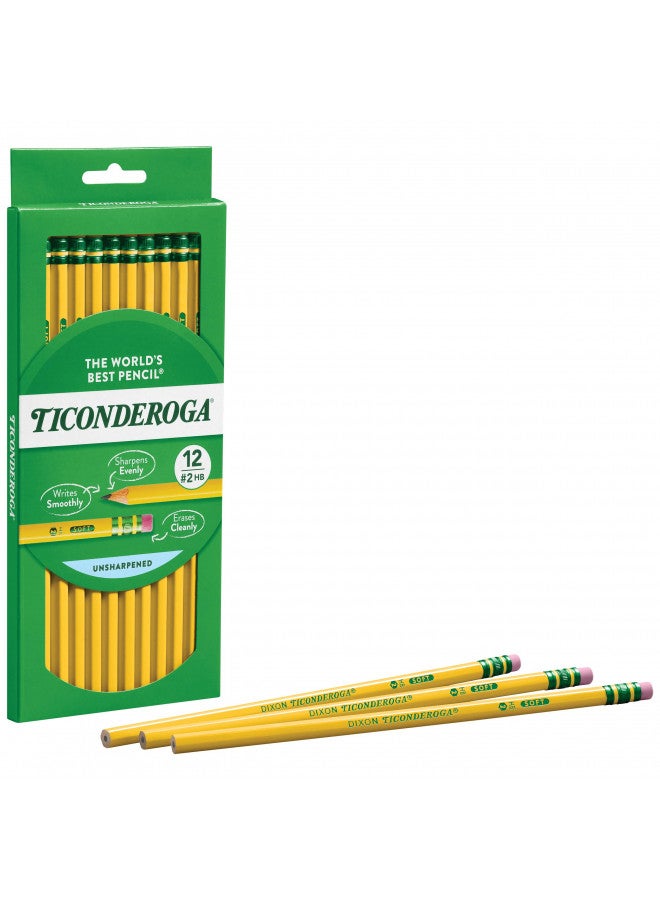 Ticonderoga Wood-Cased Pencils, Unsharpened, 2 HB Soft, Yellow, 12 Count - Image 5