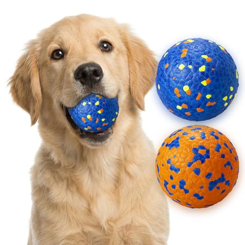 POUPUA Dog Ball Toys Dog Tennis Ball for Aggressive Chewers Indestructible Bouncy Lightweight Water Toy Fetch Ball for Large Medium and Small Dog - Image 1