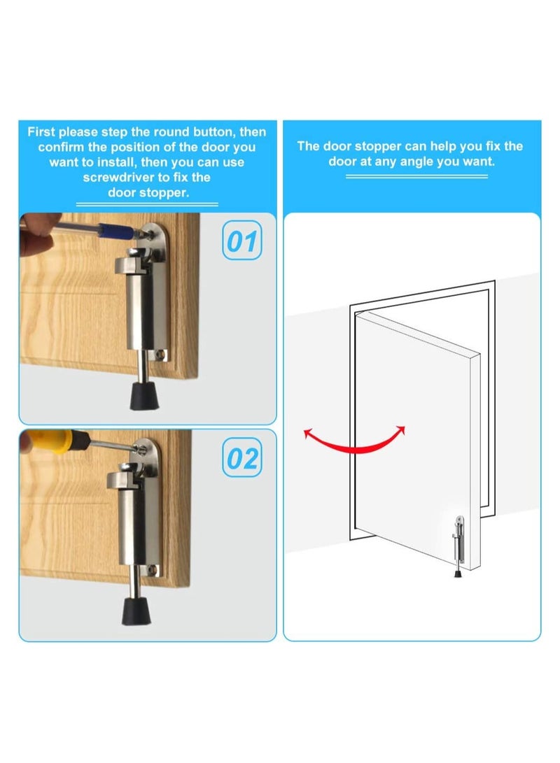 Metal Spring-Loaded Door Stopper with Foot Control - Floor Holder for Indoor and Outdoor Use, Ideal for Balcony and Gate Doors - Image 4