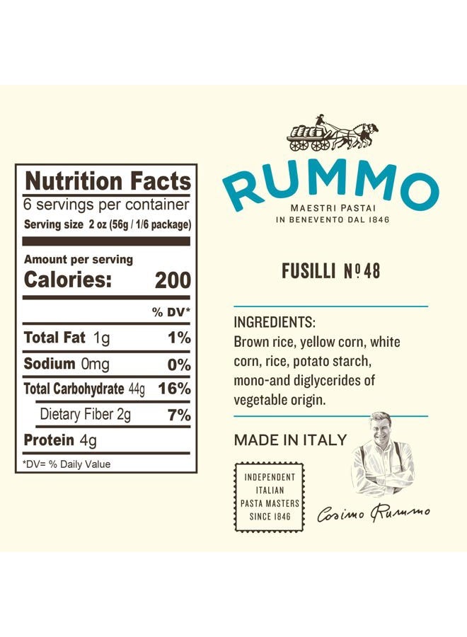 Rummo Gluten Free Fusilli N.48 - Gluten Free Fusilli Pasta Noodles, Made with Brown Rice & Corn, Pasta from Italy - 12 Ounce (Pack of 5) - Image 2