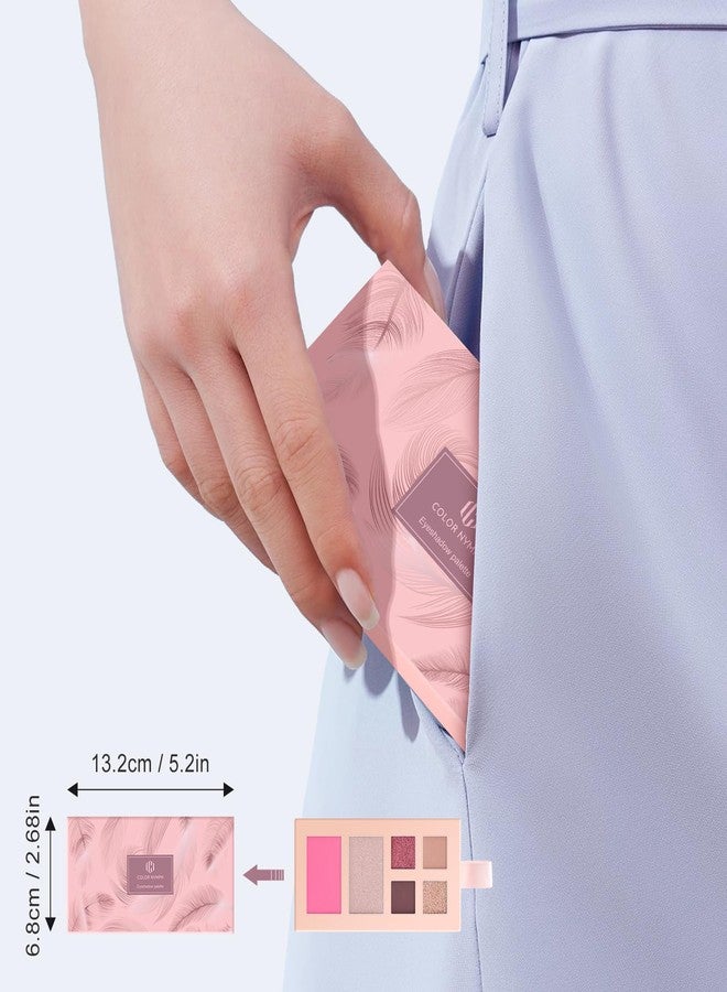 COLOR NYMPH مجموعة لوحة مكياج صغيرة من كولور نيمف للوجه | مجموعة هدايا مستحضرات التجميل للنساء والفتيات | 12 لون ظلال عيون، أحمر خدود، هايلايتر، بودرة كونتور، لامع شفاه ومجموعة فرش | مناسبة للسفر (وردي) - Image 4