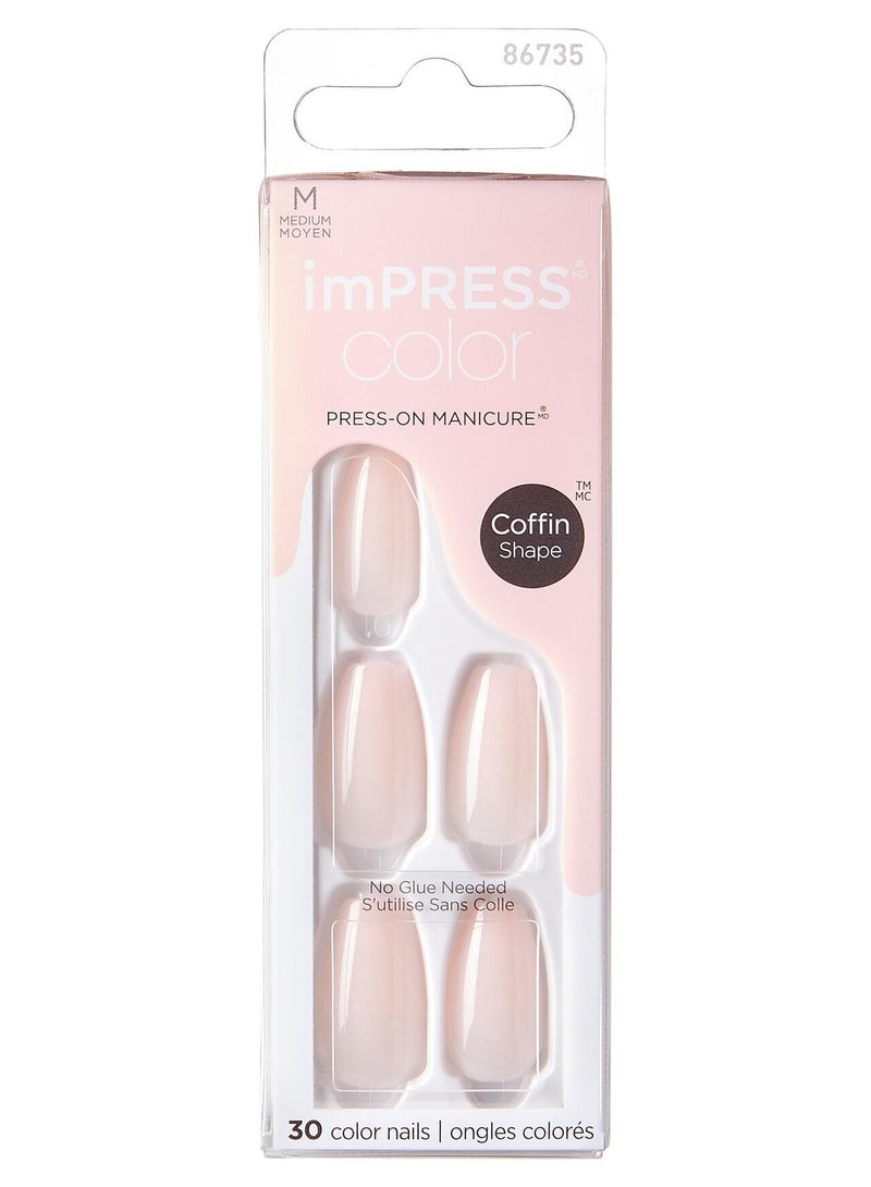 Kiss Impress Color Nails Medium Coffin- Serendipity IMC502C - Image 1