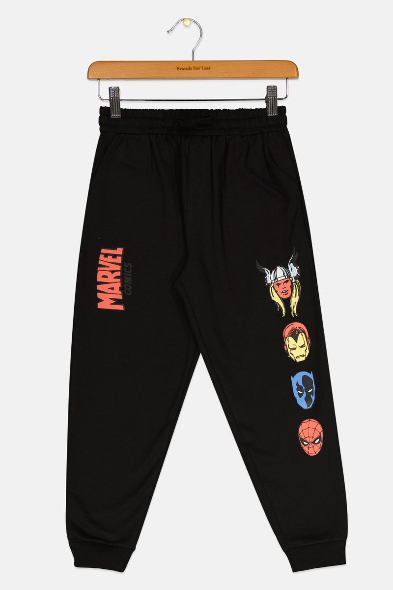 MARVEL Kids Boy Regular Fit Graphic Print Jogger Pants, Black - Image 2