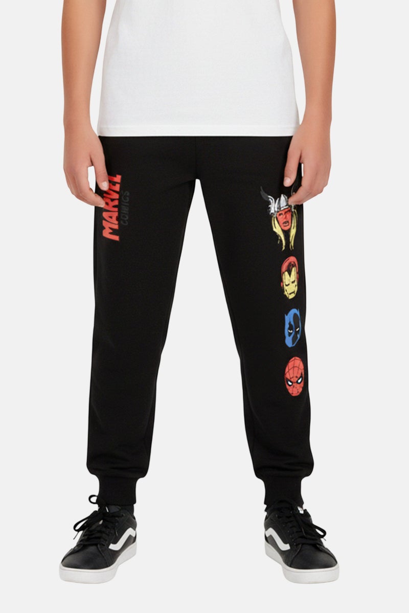 MARVEL Kids Boy Regular Fit Graphic Print Jogger Pants, Black - Image 1