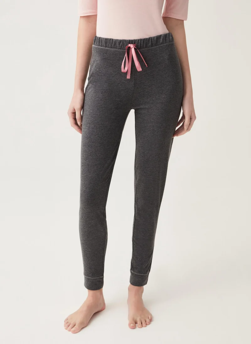 Ovs Ovs Full-Length Pyjama Bottoms In Cotton Mélange.