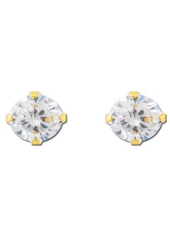 EAR GEAR 24K Gold Plated Earring 8mm Cubic Zirconia Stone Made in USA  - Image 3
