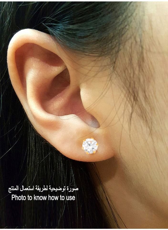 EAR GEAR 24K Gold Plated Earring 8mm Cubic Zirconia Stone Made in USA  - Image 4