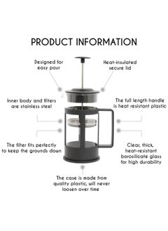 Gonice French Coffee Press Maker-350ml Espresso and Tea Maker with Triple Layer Filter, Borosilicate Glass Coffee Press,Stainless Steel Filter,Cold Brew Heat Resistant For Camping Travel Gifts,Black  - Image 5