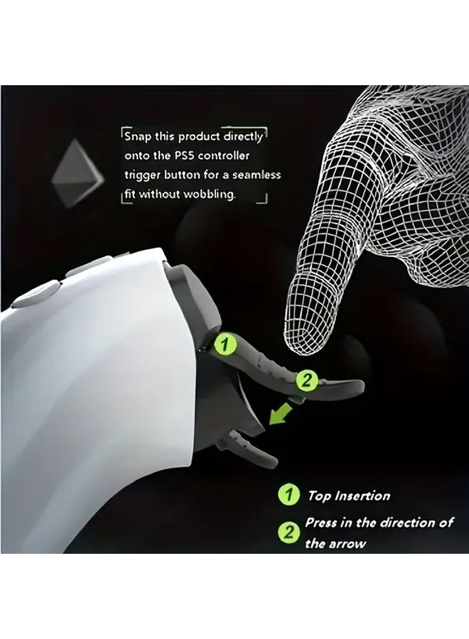 2 قطع أزرار تمديد الزناد L2 وR2 لـ PS5، تصميم مضاد للانزلاق، تناسب محكم لتحسين تجربة اللعب وتجربة ألعاب الرماية، مصنوعة من مادة ABS فاخرة. - Image 4