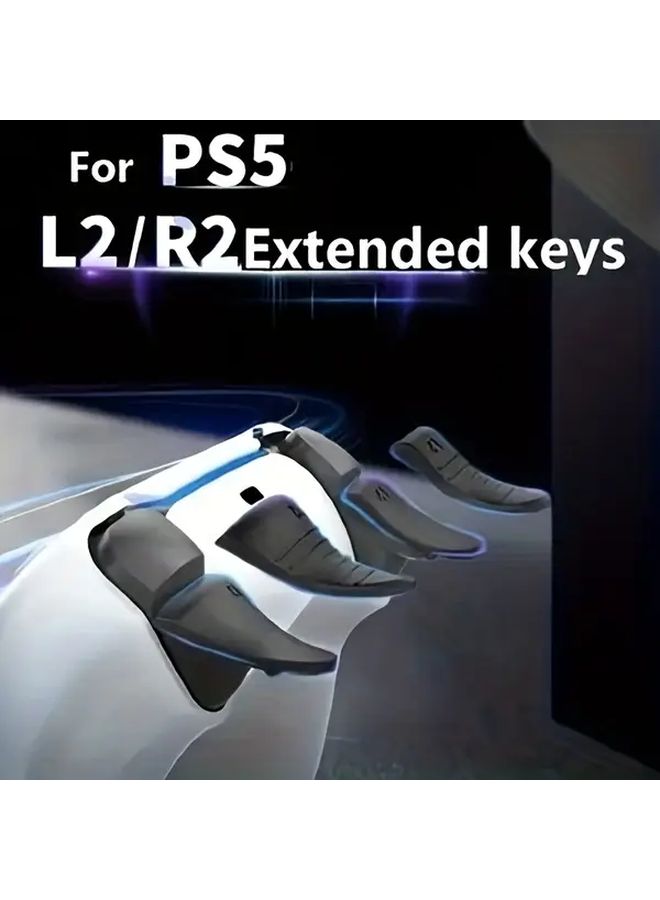 2 قطع أزرار تمديد الزناد L2 وR2 لـ PS5، تصميم مضاد للانزلاق، تناسب محكم لتحسين تجربة اللعب وتجربة ألعاب الرماية، مصنوعة من مادة ABS فاخرة. - Image 1