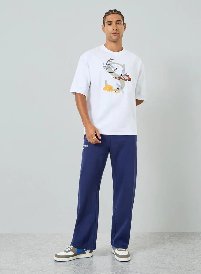 Styli Men Oversized Embroidered Terry T-Shirt
