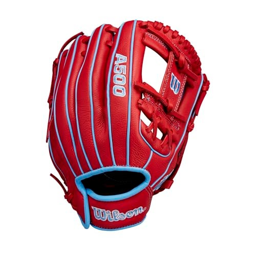 Wilson A500 11.5" Infield Youth Baseball Glove - Right Hand Throw, Red/Blue/White - Image 2