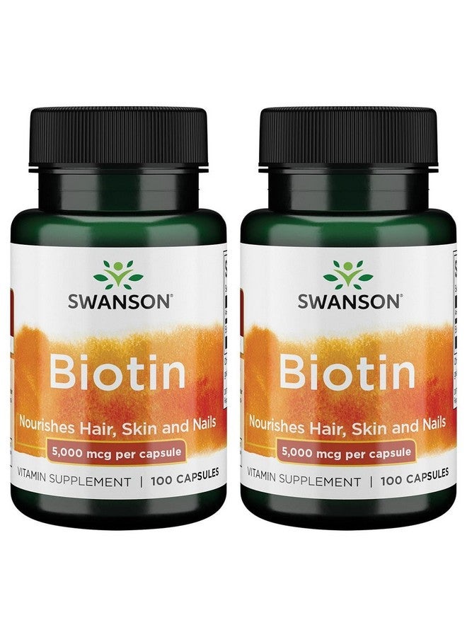 Swanson Biotin 5,000 mcg 100 Caps (2 Pack)