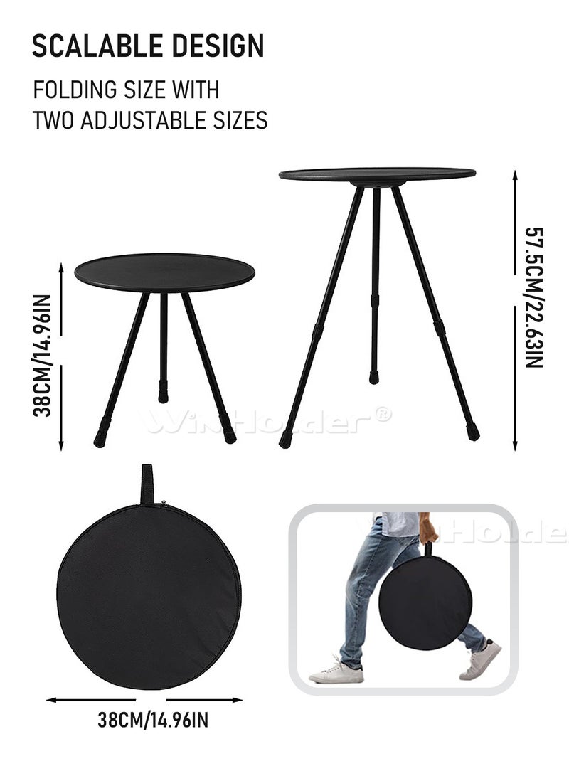 WinHolder Outdoor Folding Table, folding picnic table, Adjustable Height (38-57.5cm), Black, 38cm x38cm x 57.5cm, Casual Design, For Camping, Picnic & Hiking - Image 4