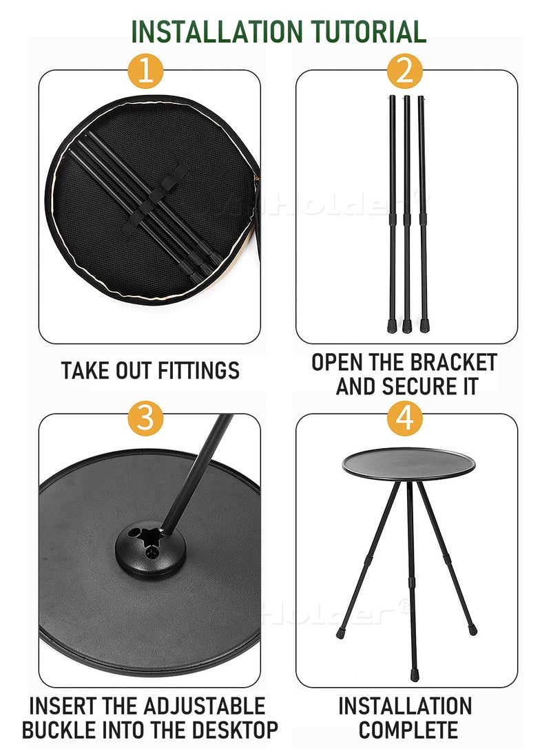 WinHolder Outdoor Folding Table, folding picnic table, Adjustable Height (38-57.5cm), Black, 38cm x38cm x 57.5cm, Casual Design, For Camping, Picnic & Hiking - Image 5