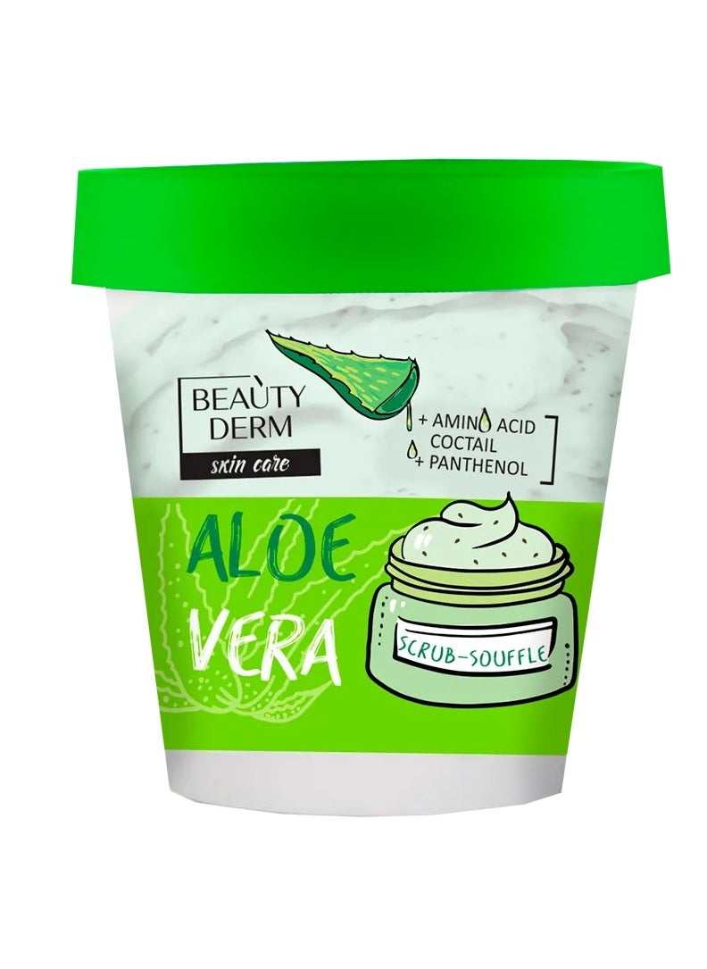 BEAUTYDERM Aloe Vera Body Scrub Souffle Cleanse and Gentle Exfoliating Body Skin Scrubber with Amino Acid and Panthenol to Nourishes and Dehydrate Sensitive Skin Care 190 g  - Image 1