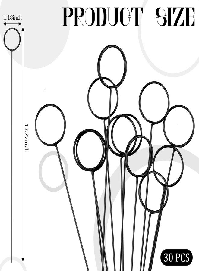 Hotop 30 Pcs Floral Card Holder Pick Metal Wire Flower Place Card Stick 13.4 in Picture Photo Memo Holder Round Floral Gift Stick Clip for Centerpiece Table Wedding Baby Shower Party Favor (Black) - Image 2