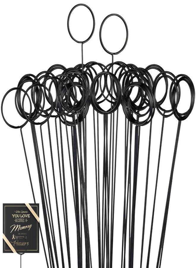 Hotop 30 Pcs Floral Card Holder Pick Metal Wire Flower Place Card Stick 13.4 in Picture Photo Memo Holder Round Floral Gift Stick Clip for Centerpiece Table Wedding Baby Shower Party Favor (Black) - Image 1