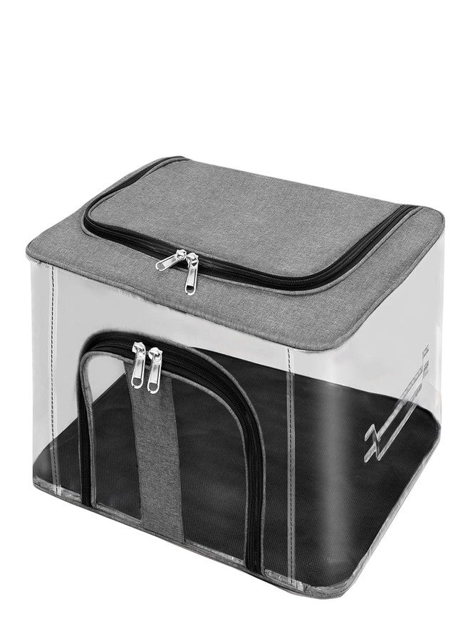 DMDENT Underbed Storage Box, 33 L Nylon PVC Transparent Moisture Proof Storage box for Clothes Closet Wardrobe Organizer for Clothes with Carry Handle 44x31x24 cm (Grey, Set of 1) - Image 1