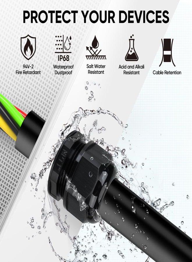 TICONN مجموعة موصلات كابل TICONN 20 قطعة IP68 مقاومة للماء من النايلون NPT قابلة للتعديل 1/4” 3/8” 1/2” 3/4” 1“ لصندوق الوصلات المقاومة للماء (أسود، 20 قطعة) - Image 3