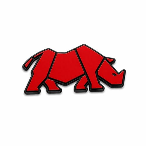 OAN 3D Modern Chrome Geometric Metal Rhinoceros Emblem for Cars and Bikes | Badges Logo Self Adhesive Metal Emblem (Rhino Red - 10x5x1 cm) - Image 1
