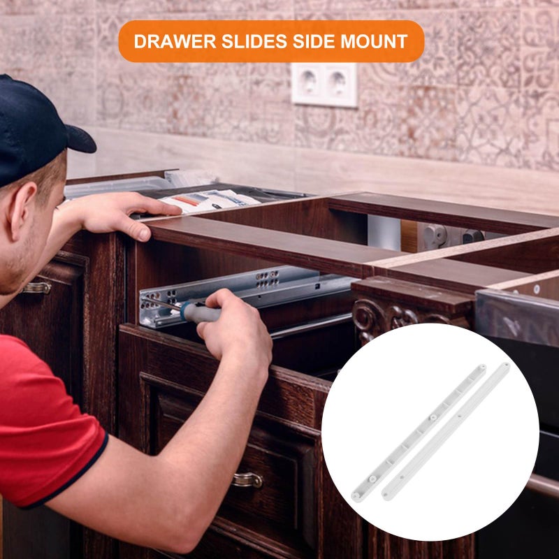 Full Extension Drawer Slides 298mm Plastic Side Mount Rails 2pcs Cabinet Wardrobe Keyboard Glides - Image 4