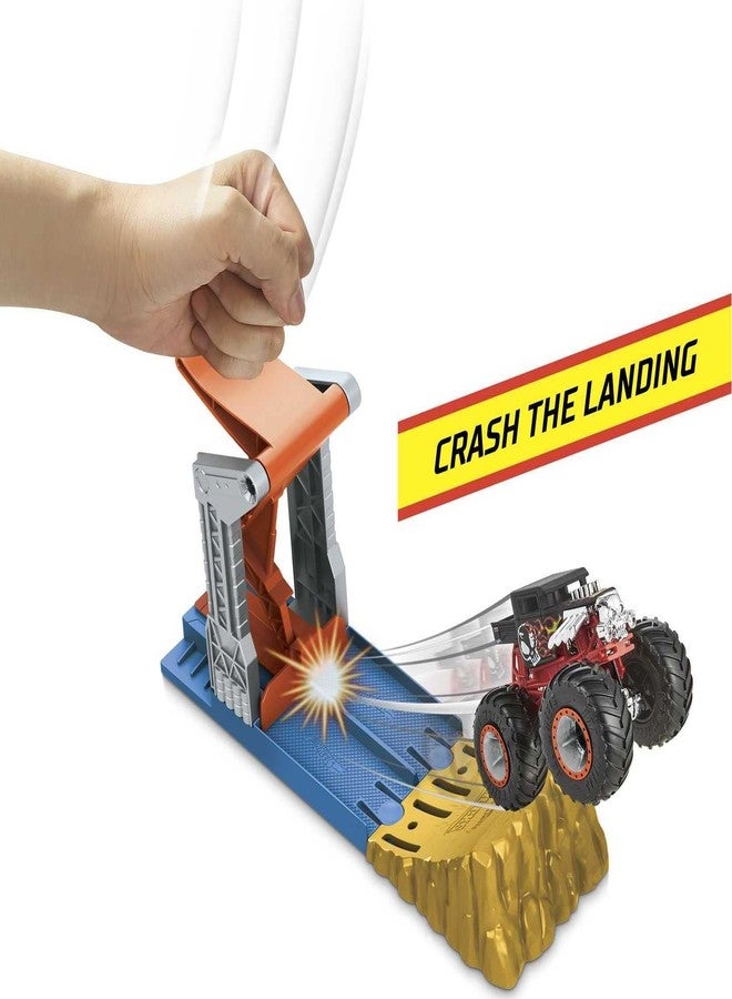 HOT WHEELS Monster Trucks Launch & Bash Playset with Launcher, 4 Crushed Cars, 1 1:64 Scale Monster Truck, Landing Zone for Stunting, Crashing Action Great Gift for Kids Ages 4-5-6-7-8 - Image 3
