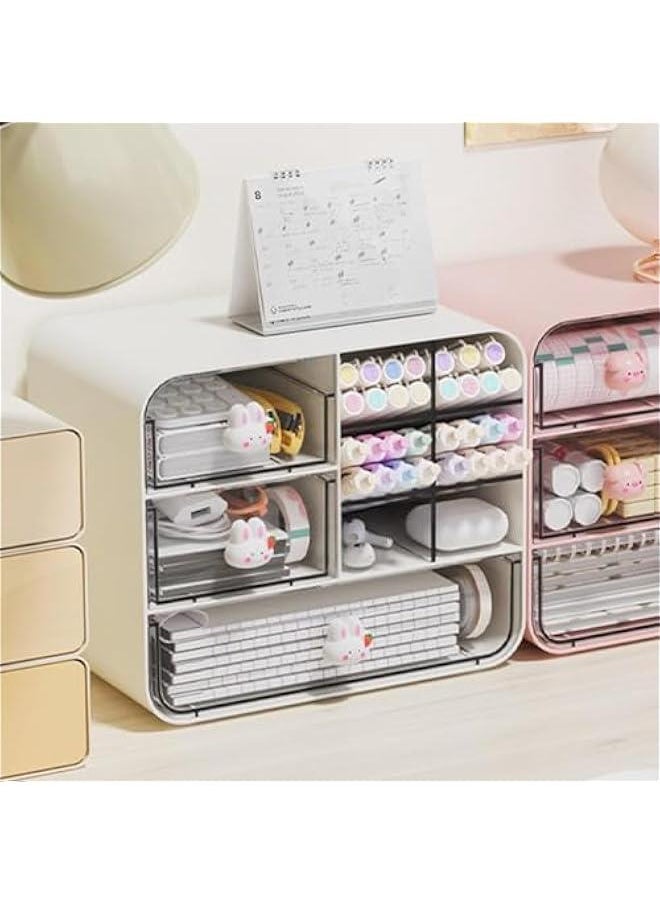 Generic Small Desk Organizer With Drawer, 3 Tier Stackable Storage Drawers Makeup Storage, Multi-Functional Pencil Pen Holder for Desk, Desktop Organizer for Home Art Supplies  - Image 5