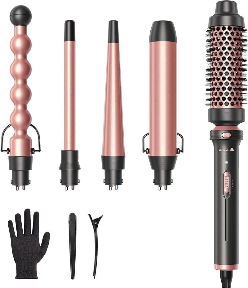 wavytalk 5 in 1 Curling Wand Set, Multi Curl, Curling Iron Set with Thermal Brush and 4 Interchangeable Ceramic Barrels (0.5”-1.25”), Dual Voltage Hair Curler with Less Heat Damage, Instant Heat Up - Image 1