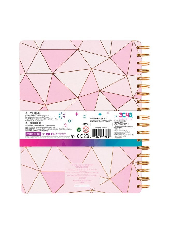 3C4G Three Cheers For Girls - Pink & Gold All-In-1 Sketchbook Set - Girls Diary, Journal, Sketch Book For Kids W/ Pencils, Stickers & More - Drawing Kit For Kids - Unlined Diary For Girls - Kids Sketch Pad - Image 2