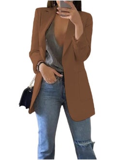 Womens Lapel Casual Blazer Jacket Button Down Long Sleeve Coats Slim Fit Work Office Loose Outerwear Suit with Pockets