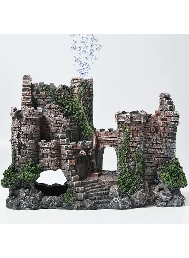 ديكور قلعة حوض السمك الراتنجي مع الخضرة متين لتنسيق أحواض السمك الصغيرة - Image 1