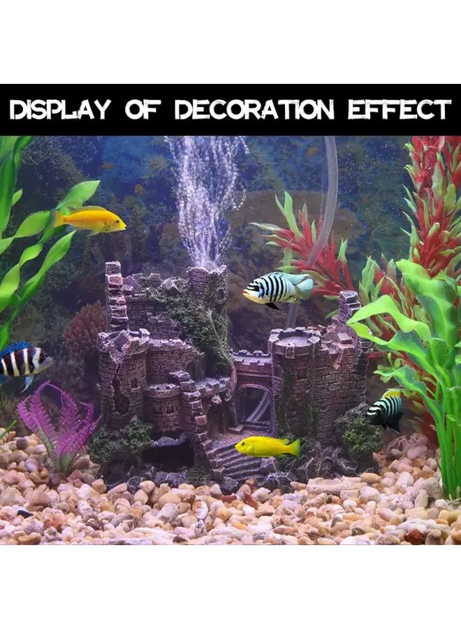 ديكور قلعة حوض السمك الراتنجي مع الخضرة متين لتنسيق أحواض السمك الصغيرة - Image 3