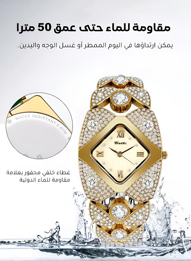 ساعة نسائية فاخرة بتصميم حصري، مرصعة بلمسات براقة مع حركة كوارتز - Image 5
