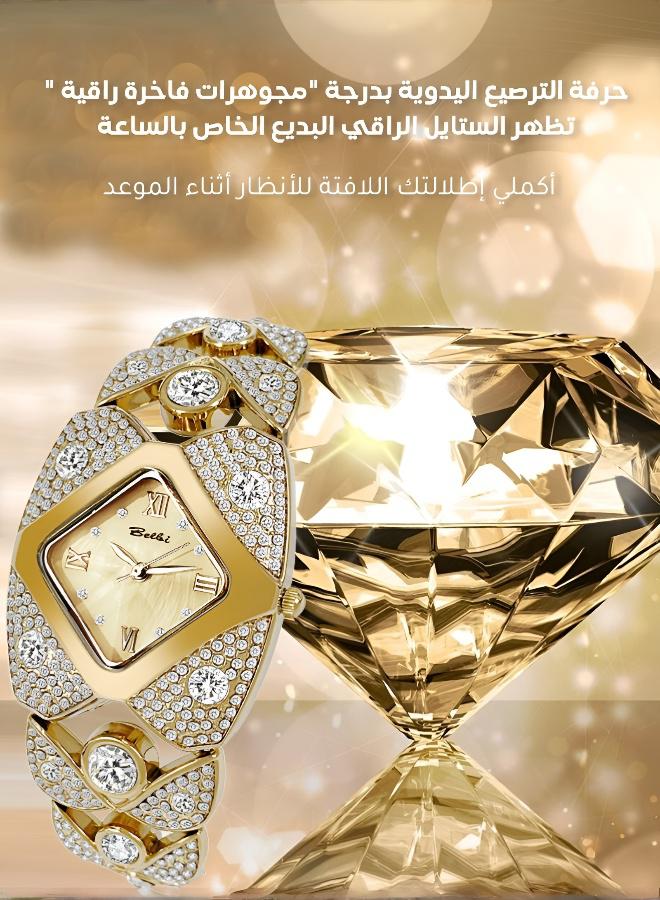 ساعة نسائية فاخرة بتصميم حصري، مرصعة بلمسات براقة مع حركة كوارتز - Image 3