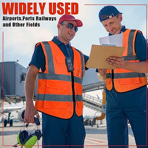 JaGely 15 Pack Reflective Safety Vests with Pockets and Zipper Construction Work High Visibility Vest for Men Women(Medium,Orange Red) - Image 5