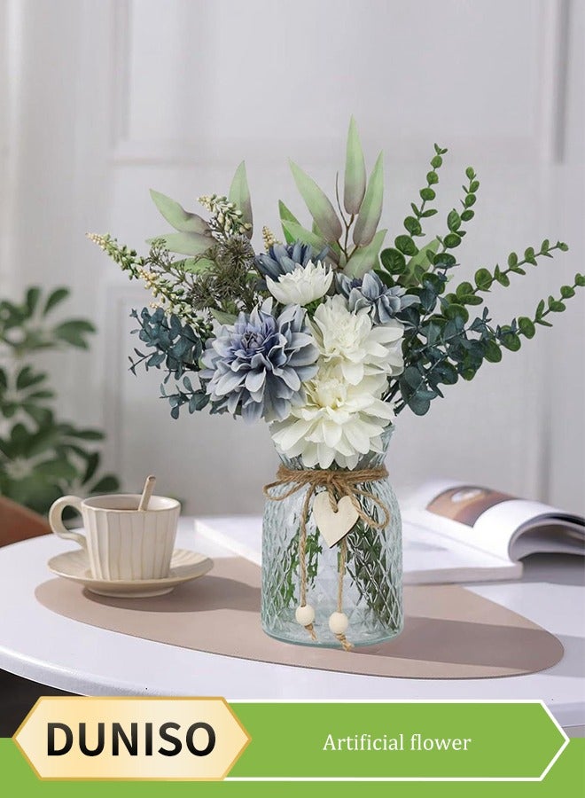 DUNISO زهور صناعية، باقة داليا مزيفة، زهور مزينة مزيفة، زينة باقات الزفاف المنزلية، مناسبة لحفلات الزفاف، ديكور المنزل والمكتب - Image 1