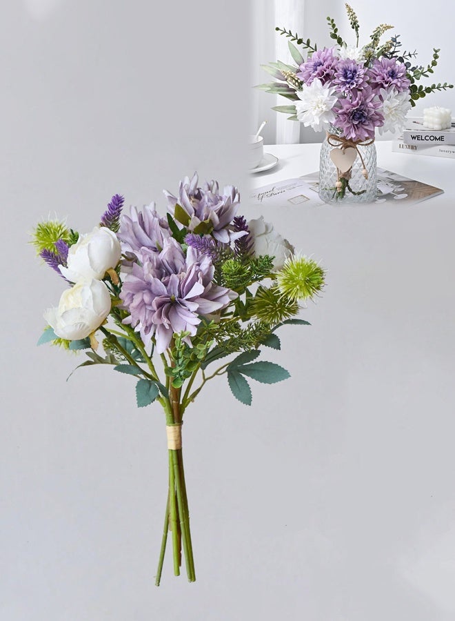 DUNISO Artificial Flowers, Fake Dahlia Bouquet, Decorative Fake Flowers, Home Wedding Bouquet Decorations, Suitable for Wedding Parties, Office Home Decor - Image 1