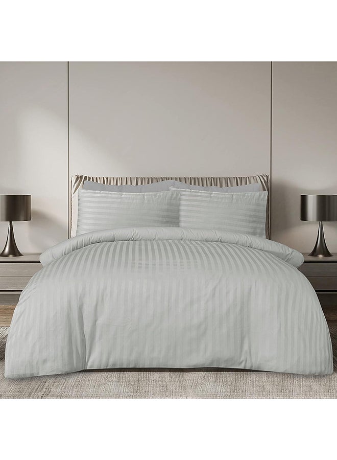 HOTEL COLLECTION Stripe Single Light Grey Duvet Cover set with Single Pillow Case 160x220 cm - Image 1