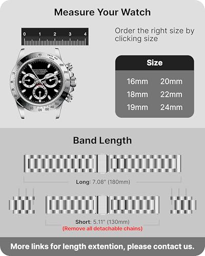 Fullmosa Watch Band, Quick Release Stainless Steel Replacement for Men Women, Metal Chain Watch Strap Width 16mm 18mm 19mm 20mm 22mm 24mm, Silver, 22mm - Image 5