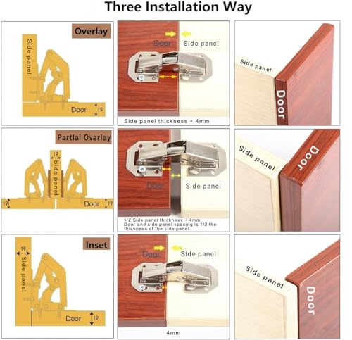 DOBOGA 8-Pack 4.2 Inch Hidden Hinges for Cabinet Doors Frameless, Concealed Cabinet Hinges, Flush Mount Hinges - Image 5