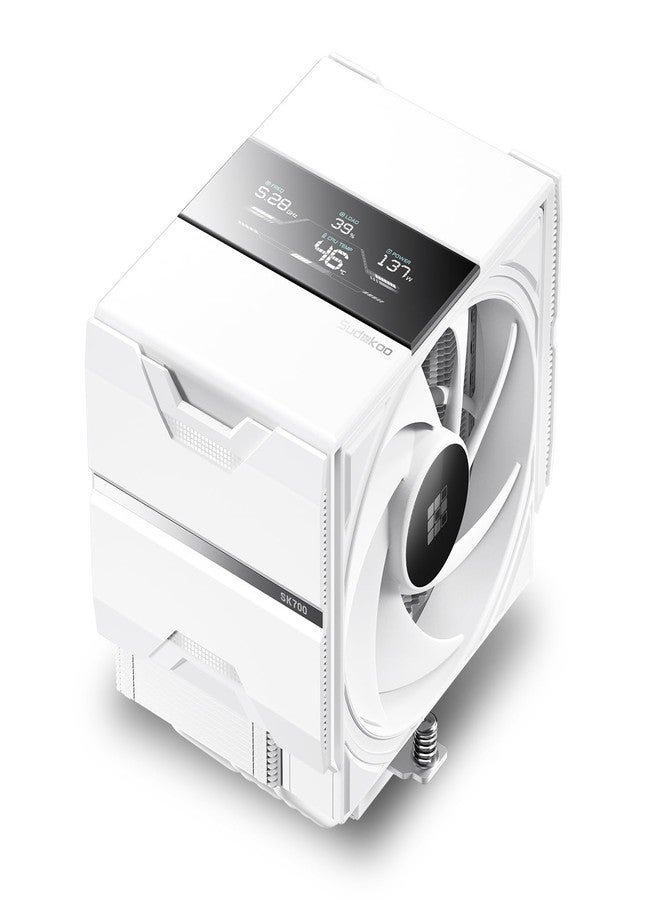 مبرد هواء سودوكو SK700V أبيض: مبرد معالج AM5 حصري بشاشة عرض رقمية - 7 أنابيب حرارية، تصميم برجي، تركيب سهل، حرية كاملة لذاكرة الوصول العشوائي، مروحة 120 مم PWM هادئة، ضمان 5 سنوات - Image 1