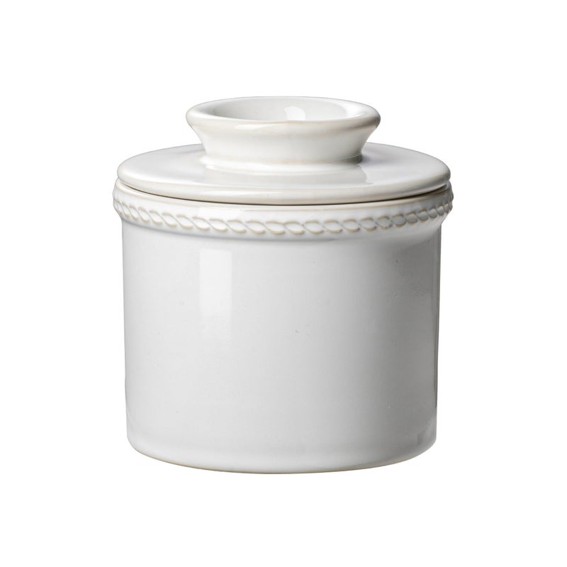 Jersinwei Butter Crock with Lid, Ceramic Butter Crock for Spreadable Soft Butter, Vintage Chain-Rim Design, Home and Kitchen Decor, Housewarming Gift, Shell White - Image 1
