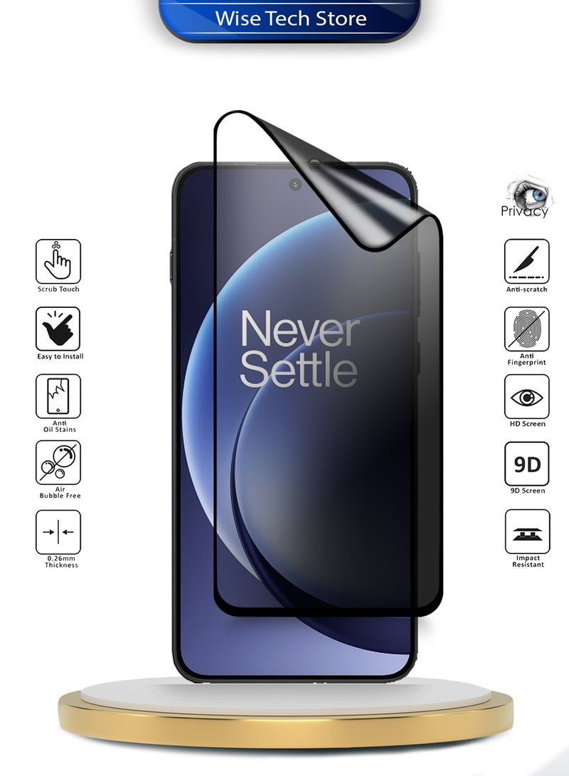 Wtech OnePlus 15R 5G 2025 Premium Nano Ceramic Privacy Full Glue Full Cover Matte Flexible Screen Protector (MSCNMP) - Clear/Black - Image 2