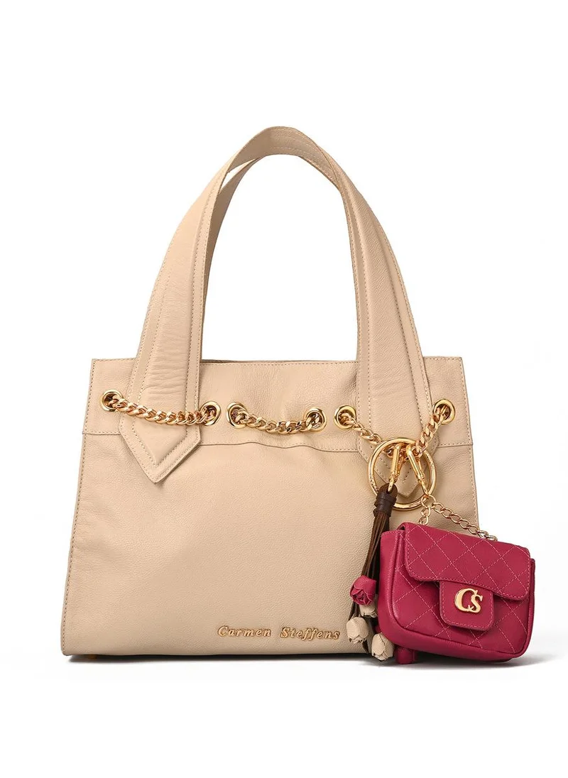 Carmen Steffens Off-white Shoulder Bag with Charm Bag