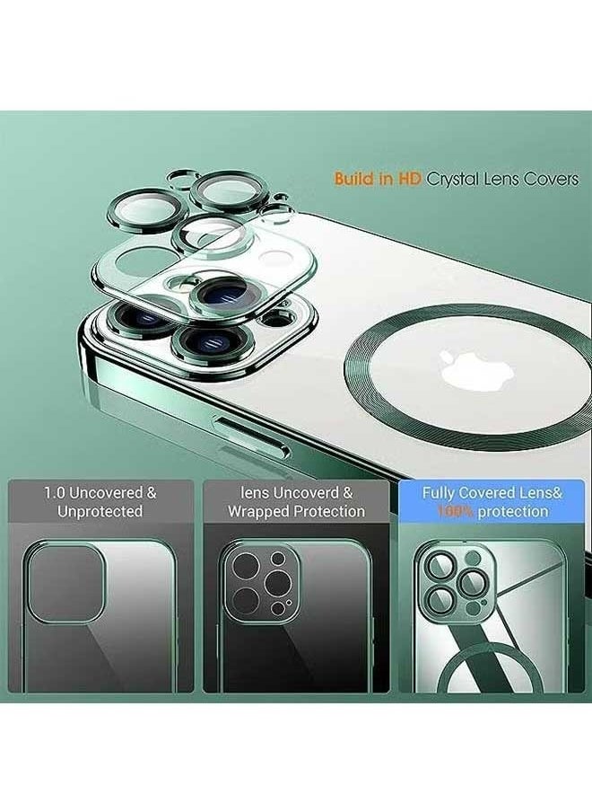 iPhone 15 Pro Max Case (Green), TPU Material, Anti Scratch And Shockproof, With Electroplated Magnetic Attraction, Camera Lens Full Protection, Compatible With MagSafe Wireless Charging