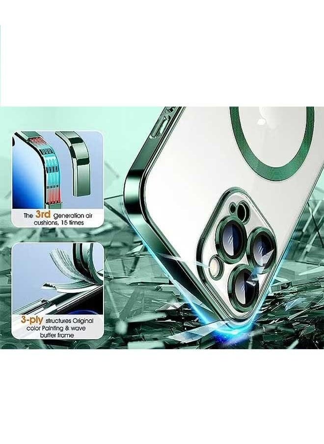 iPhone 15 Pro Max Case (Green), TPU Material, Anti Scratch And Shockproof, With Electroplated Magnetic Attraction, Camera Lens Full Protection, Compatible With MagSafe Wireless Charging