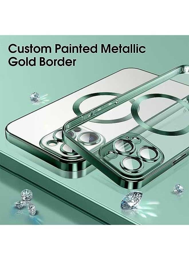 iPhone 15 Pro Max Case (Green), TPU Material, Anti Scratch And Shockproof, With Electroplated Magnetic Attraction, Camera Lens Full Protection, Compatible With MagSafe Wireless Charging