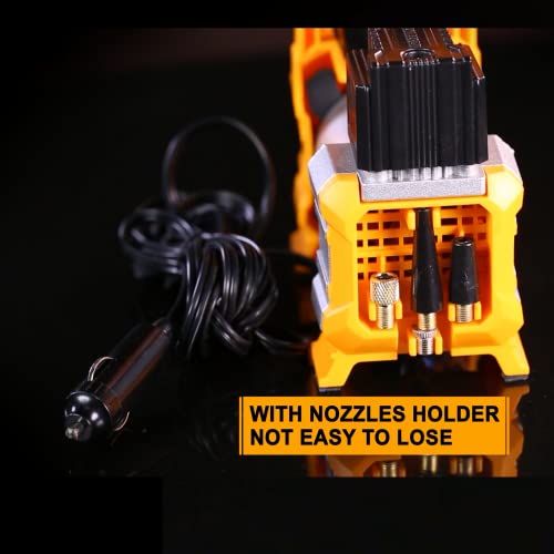 INGCO Auto Air Compressor, 12V | 10A | 140PSI Portable Tyre Inflator Pump, with Cord, Cigarette Lighter, Battery Clips, Adapters, LED Light for Car, Bicycle, Balloons and Other Inflatables - Image 3